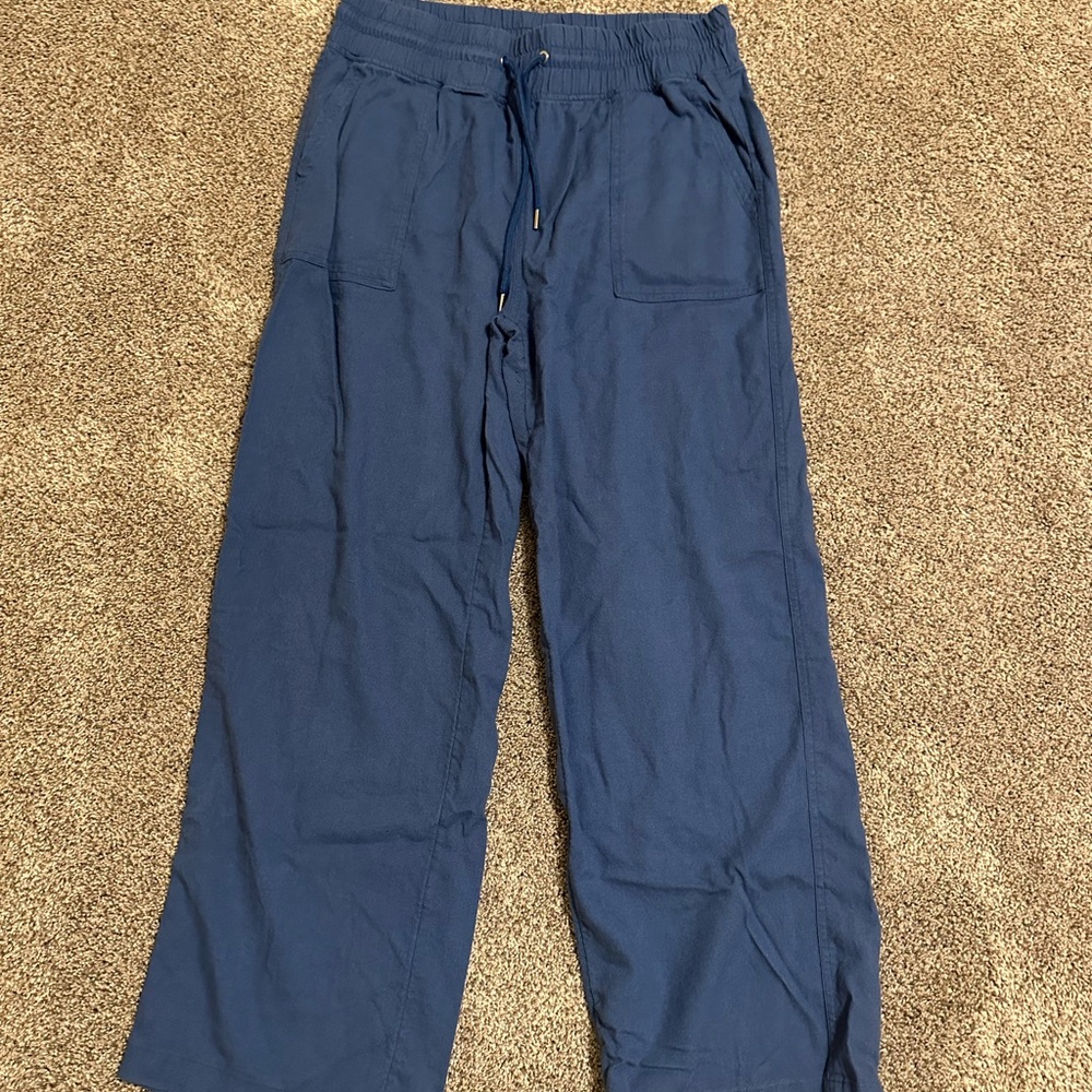 Casual Blue Drawstring Pants